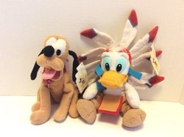 Disney Parks Frontierland Donald Duck and Pluto Bean Bag Plush Stuffed Toy 8in - £16.61 GBP