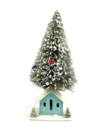 Bethany Lowe Bottle Brush Christmas Tree Putz Style Glitter House Glass ... - £30.27 GBP