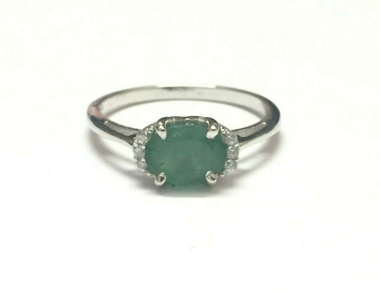 925 Sterling Silver Emerald Ring 6 x 8 mm emerald Unique Design emerald ring