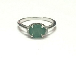 925 Sterling Silver Emerald Ring 6 x 8 mm emerald Unique Design emerald ring - £60.79 GBP