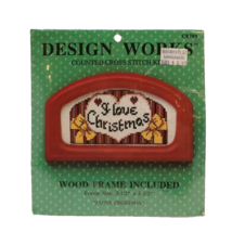 Design Works Counted Cross Stitch Kit I Love Christmas Red Wood Frame 8709 NEW - $8.87