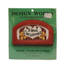 Design Works Counted Cross Stitch Kit I Love Christmas Red Wood Frame 87... - £7.05 GBP