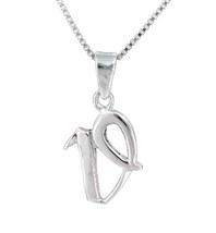 Sterling Silver Initial Charm Necklace, Letter V, 20&quot; Chain - £16.62 GBP