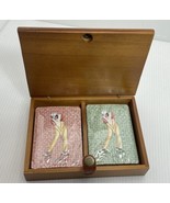 Golf Course Themed Playing Cards 2 decks Unopened Wooden Box leather cla... - £7.41 GBP