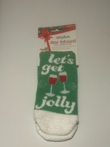 Women&#39;s Airplus Aloe Infused Socks Let&#39;s Get Jolly Fuzzy Warm Winter Cre... - £4.68 GBP