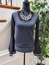 Torn by Ronny Kobo Women Black Polyester Scoop Neck Long Sleeve Top Shirt Size M - £59.95 GBP