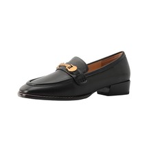 Lady Casual Walk Shoes Woman Shoes Spring Loafers Size 43 Square Toe Cowhide Wom - £98.87 GBP