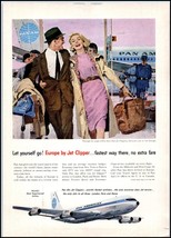1950s Pan Am PRINT AD Europe By Jet Clipper BX2 - $13.32 CAD