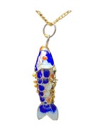 Vintage Chinese Enamel Articulated Koi Fish Pendant Necklace 18” - $41.00 CAD