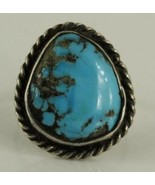 Vintage Sterling Silver Old Pawn 14MM x 17MM TURQUOISE Cab Gemstone Ring... - £42.82 GBP