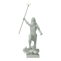Poseidon Greek God of the Sea Neptune Statue Sculpture Figurine White - £32.34 GBP