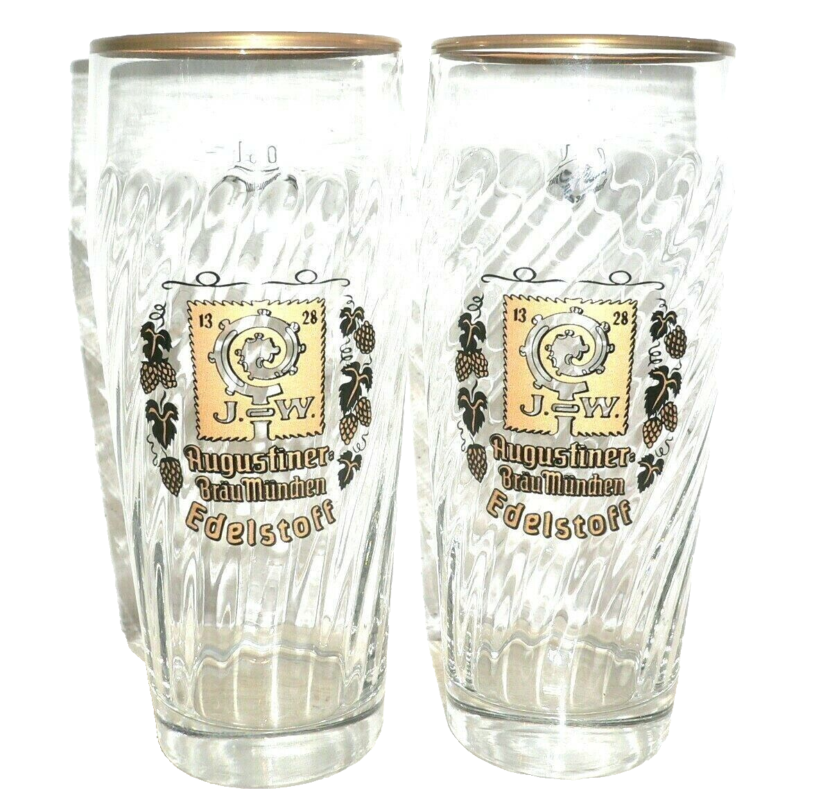 2 Augustiner Brau Edelstoff Munich 0.5L German Beer Glasses NEW