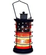 Patriotic Decorative Lantern Metal and Glass Candle Holder for July 4th ... - $21.49