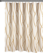 Biscaynebay Extra Long Textured Fabric Shower Curtain 72 Inch by 72 Inch, Gold P - £11.89 GBP
