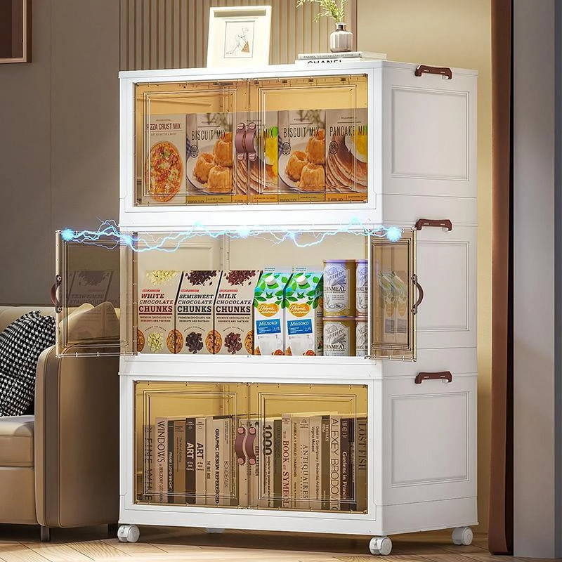60QT Storage Bins with Lids - Folding Storage Box with Doors and Wheels, Collaps Item image 6