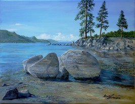 Lake Tahoe Sand Harbor Rocky Beach Original Oil Painting By Irene Liverm... - £474.04 GBP