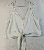 Free People Tank Top Womens Size Small White Sleeveless V Neck Button Knot Hem - £13.55 GBP