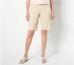 Isaac Mizrahi Live! Embroidered Cotton/Span Bermuda Short (Biscotti 10P)... - $20.68