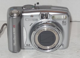 Canon PowerShot A720 IS 8.0 MP Digital Camera - Silver 6x Zoom Tested Works - £74.39 GBP