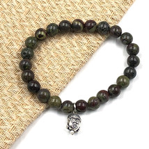 Natürlich Drachen Blutstein Buddha 8 MM Perlen 7.5 &quot; Dehnbar Armband BBB-69 - £10.37 GBP