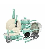 Soft Grip Healthy Ceramic Nonstick Cookware Pots and Pans Set, 16Piece,T... - £118.90 GBP