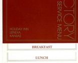 Holiday Inn Lenexa Kansas Room Service Menu &amp; Directory 1970&#39;s - $17.87