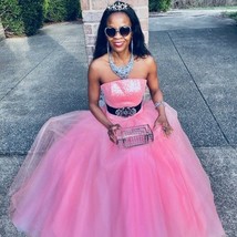 New Couture princess of Edemani classy pink tulle Formal ball gown Dress... - $494.99
