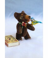 Miniature teddy bear with little bird/Mohair artistic bear/mini bear/min... - €111,40 EUR