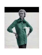   1950s Sweater Coat with Button Front and Collar- Knit pattern (PDF 0855) - £2.94 GBP