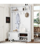 White Hall Tree with Storage Bench &amp; Sliding Doors - $238.99
