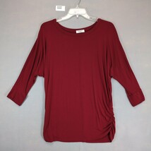 Zenana Women&#39;s 1X Burgundy Dolman Sleeve Top, Stretch Tunic Ruched Boho ... - $22.00