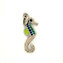 Vintage Sterling 800 Signed AR Italian 3D Color Enamel Seahorse Charm Pendant - £43.66 GBP