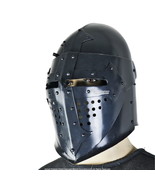 Functional Battle Ready 16G Medieval Black Knight Bassinet Helmet SCA Armor - £93.84 GBP