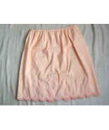 Vintage 1950-60&#39;s Barbizon 21&quot; Orange Tafredda Embroidered Half Slip Siz... - $28.99