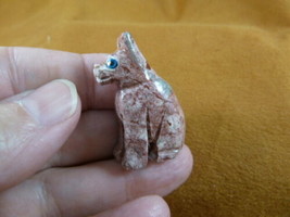 (Y-DOG-GE-28) red German Shepherd DOG small gem stone carving SOAPSTONE ... - £6.84 GBP