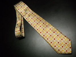 Metropolitan Museum Of Art Neck Tie Silvers Creams Golds Reds Geometric Shapes - £8.78 GBP