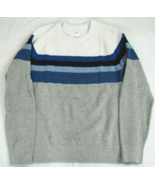 Gap Mens Large Sweater Heavy Wool Blend Gray with Blue Stripes - $14.10