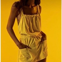 Zara Yellow Terry Cloth Romper Criss Cross Back Bloggers Fav Small NWOT - $35.53