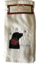 Christmas Hand Towels Embroidered Dog Let It Snow Set of 2 Holiday Black... - £30.48 GBP