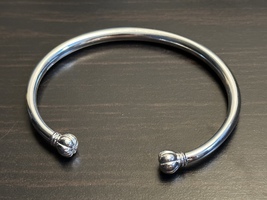 Solid Sterling Silver Mens Unique Buds Ball Torque Bangle Cuff Bracelet ... - £85.20 GBP