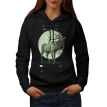 Wellcoda Deer Stag Moon Womens Hoodie, Wilderness Casual Hooded Sweatshirt - £29.06 GBP