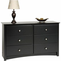 Black 6 Drawer Dresser Chest Drawers Wooden Storage Modern Bedroom Furni... - $450.99