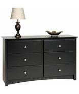 Black 6 Drawer Dresser Chest Drawers Wooden Storage Modern Bedroom Furni... - £360.05 GBP