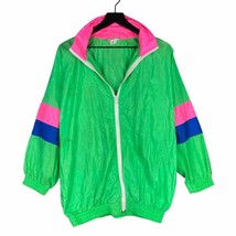 80s Retro Nylon Jacket Mens L Womens XL Full Zip Vintage Party Costume H... - £18.68 GBP