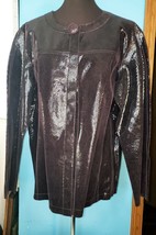 Chico&#39;s Reversible Leather &amp; Shiny Plum Purple Snake Skin Jacket NWT Sz XL 3 - £103.87 GBP