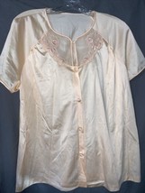 Vintage Vanity Fair Nylon Pajama Top Size L petal peach Glisanda Made in USA - £27.64 GBP