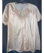 Vintage Vanity Fair Nylon Pajama Top Size L petal peach Glisanda Made in... - $47.90 CAD