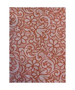 Orange Peach Floral Lacey Fabric Cotton 44&quot; x 72&quot; (2 Yards) - £12.02 GBP
