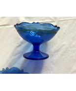 Cobalt Blue Vintage Mt Pleasant Sherbet Saucer &amp; Square Plate - £14.70 GBP