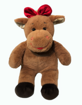 Build A Bear Brown Cow Red Lips Bow Stuffed Animal Plush Soft Doll Toy 17in.  - $17.95
